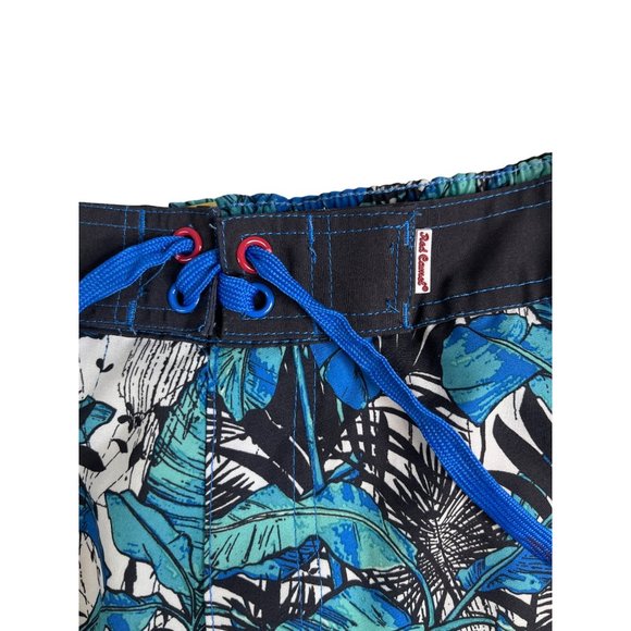 Red Camel Boy's Patterned Swim Trunks XL 10" Inseam Blue Black White Polyester - Picture 3 of 6